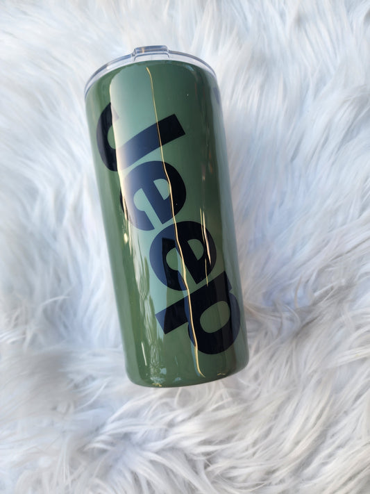 20oz Army Green Jeep tumbler handmade epoxy cup
