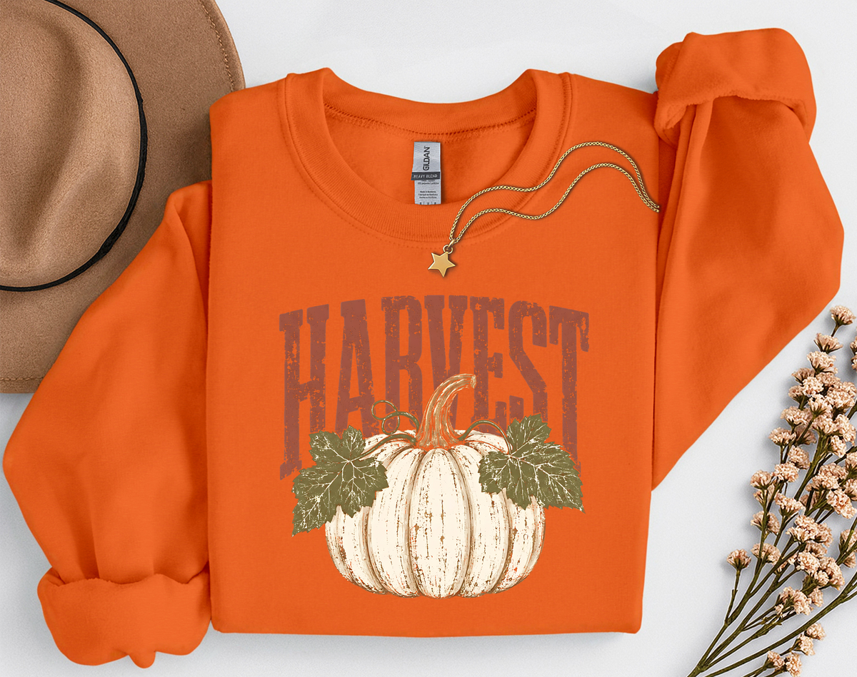 Harvest Pumpkin Crewneck Sweatshirt | Vintage Fall Pumpkin Sweatshirt