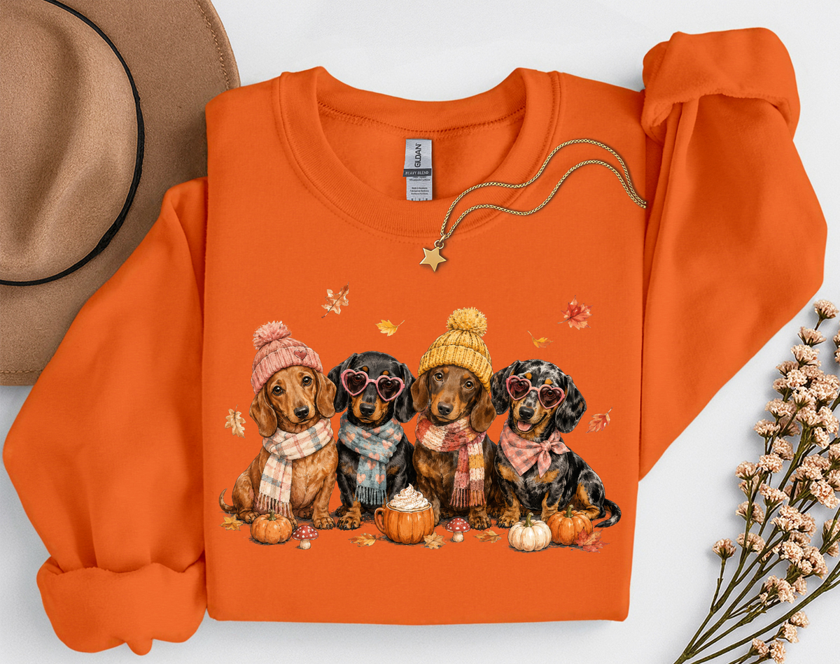 Fall Dachshund Crewneck Sweatshirt | Cute Weenie Dog Autumn Sweatshirt | Dog Lover Fall Shirt