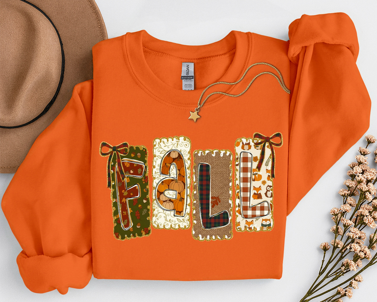 Patchwork Fall Crewneck Sweatshirt | Cozy Autumn Graphic Sweatshirt | Cute Fall Shirt