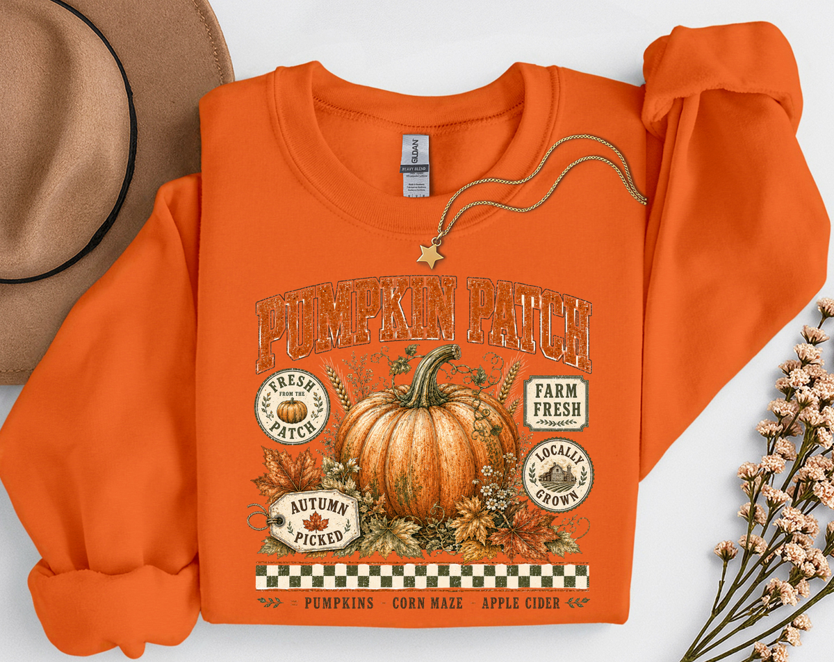Pumpkin Patch Crewneck Sweatshirt | Vintage Fall Pumpkin Sweatshirt | Cozy Autumn Shirt