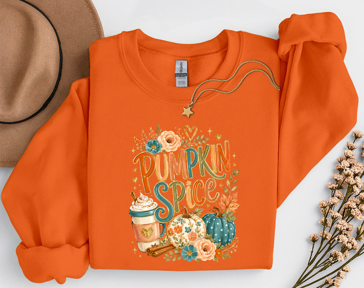 Pumpkin Spice Fall Crewneck Sweatshirt | Cozy Autumn Pumpkin Coffee Shirt