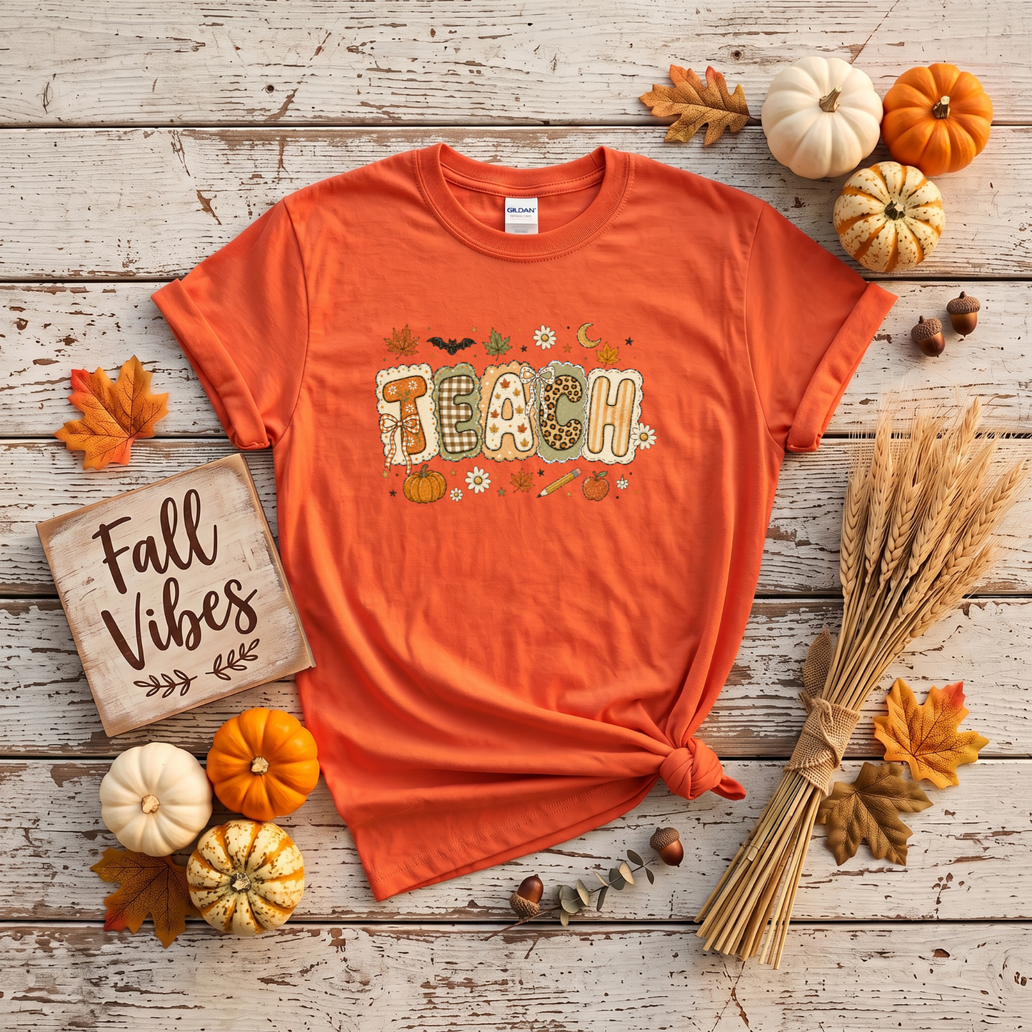 Teacher Fall Crewneck Sweatshirt | Patchwork Teacher Shirt | Cozy Autumn Teacher Sweatshirt