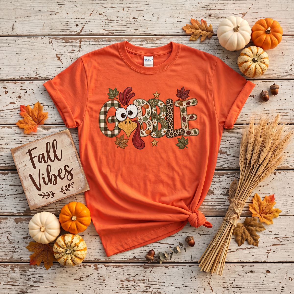 Gobble Turkey Thanksgiving T-Shirt or Sweatshirt | Cute Fall Graphic Apparel