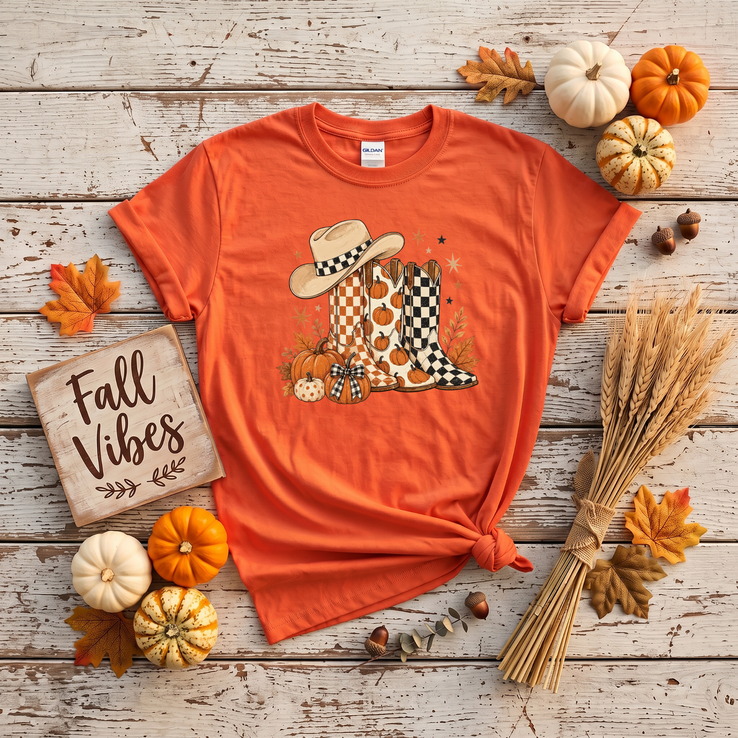 Western Fall Crewneck Sweatshirt | Cowboy Boots & Pumpkins Autumn Sweatshirt | Country Fall Shirt
