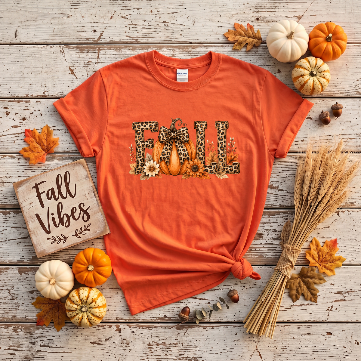 Leopard Fall Pumpkin Crewneck Sweatshirt | Cute Animal Print Autumn Sweatshirt