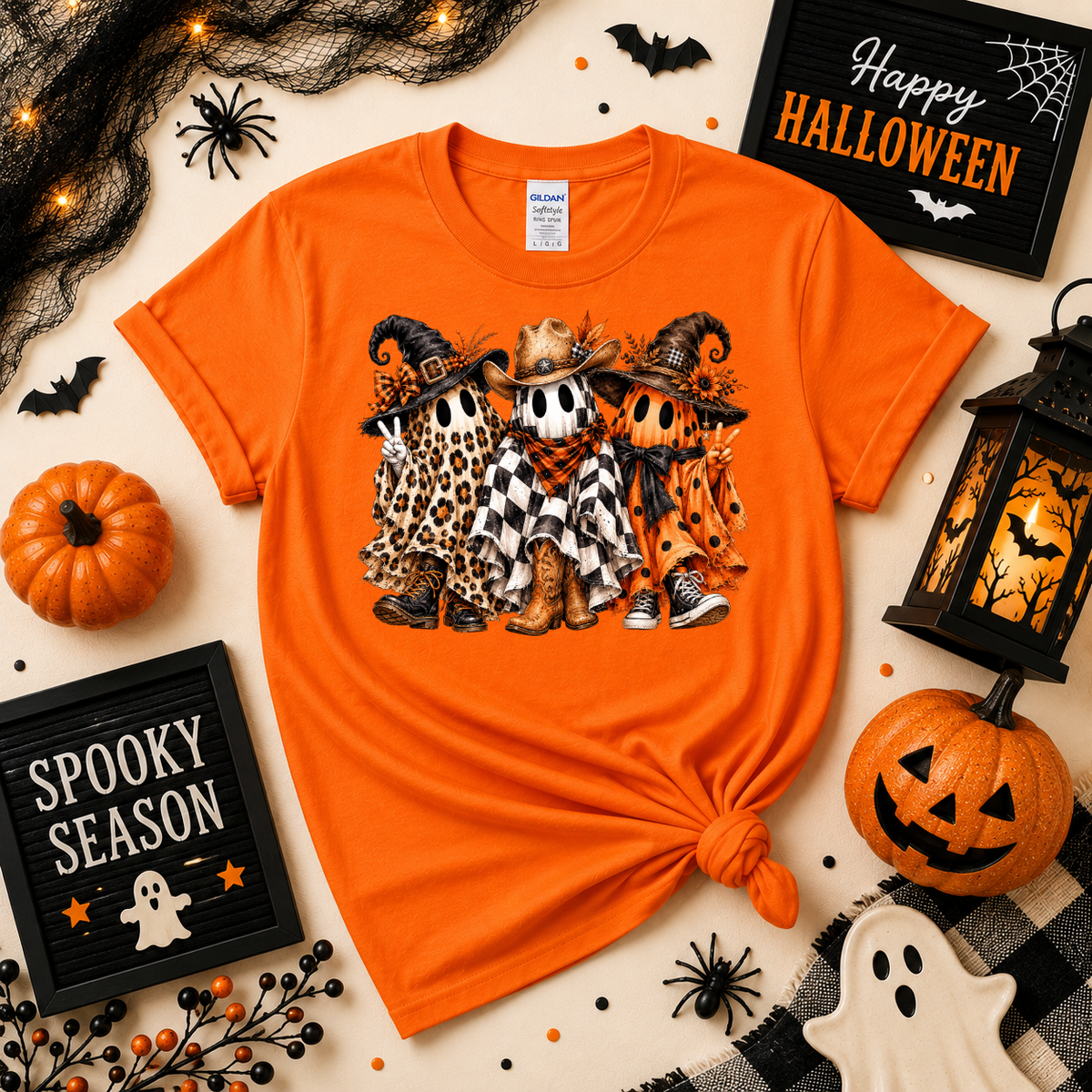 Spooky Ghost Besties Halloween Shirt | Western Ghost T-Shirt or Sweatshirt