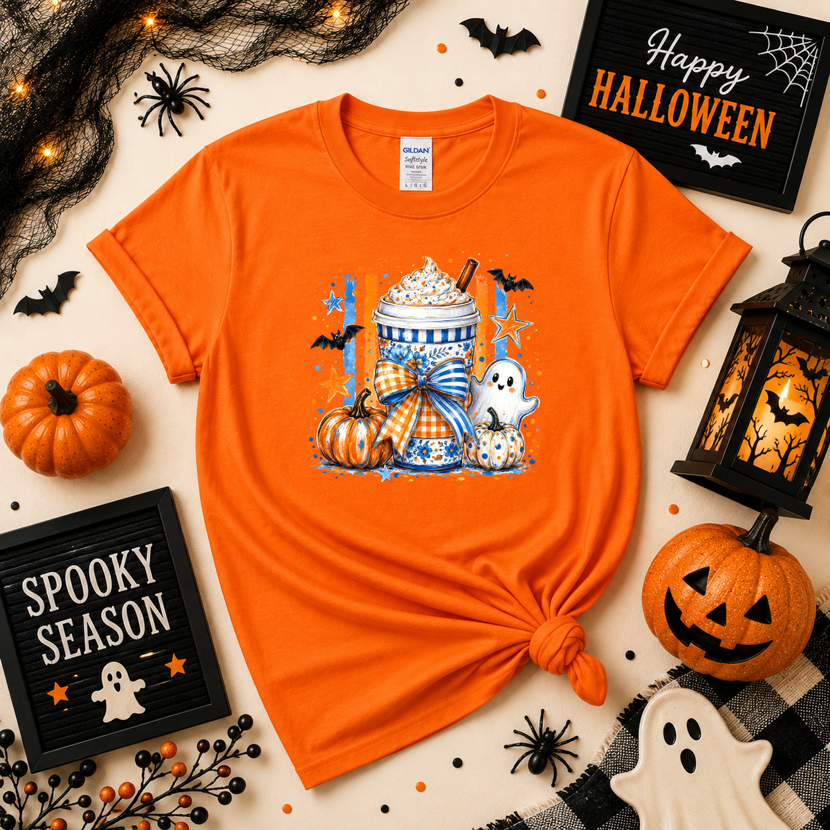 Spooky Coffee Halloween Sweatshirt | Ghost Pumpkin Coffee Graphic Crewneck