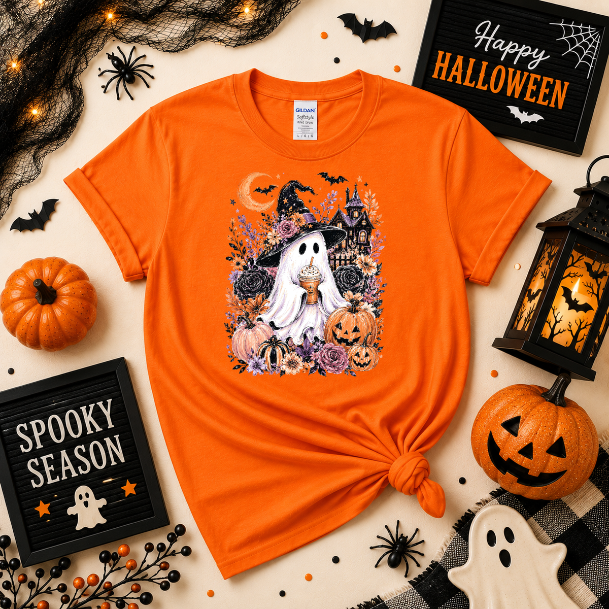 Spooky Ghost Halloween Sweatshirt or T-Shirt | Cute Witch Ghost Shirt
