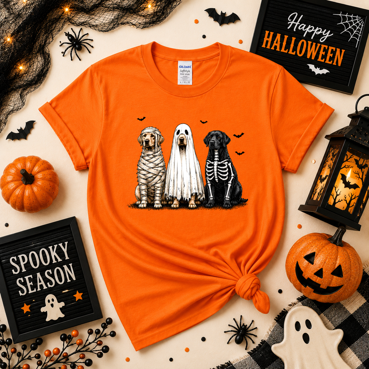 Halloween Dogs T-Shirt | Mummy Ghost & Skeleton Dog Graphic Tee