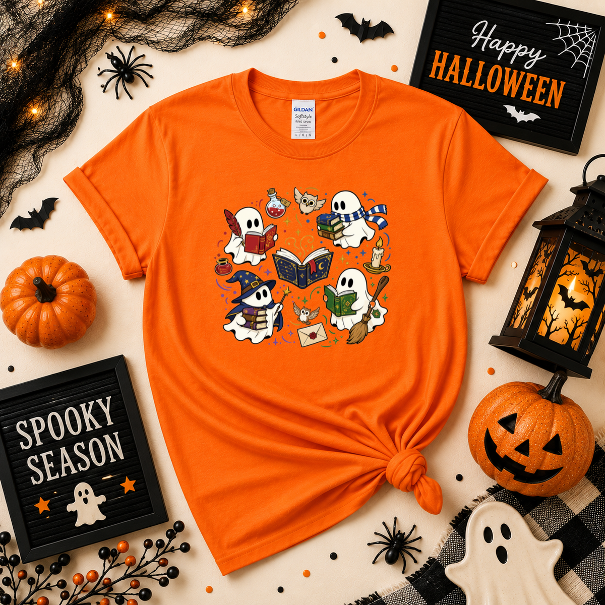 Bookish Ghost Halloween Sweatshirt | Cute Spooky Reading Ghost T-shirt