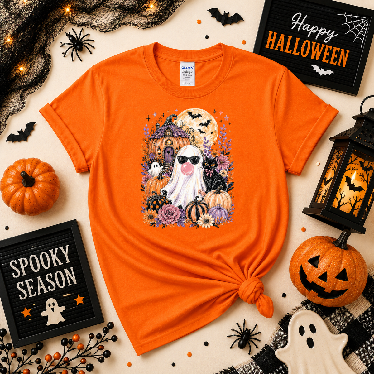 Bubblegum Ghost Halloween Sweatshirt or T-Shirt | Cute Spooky Shirt