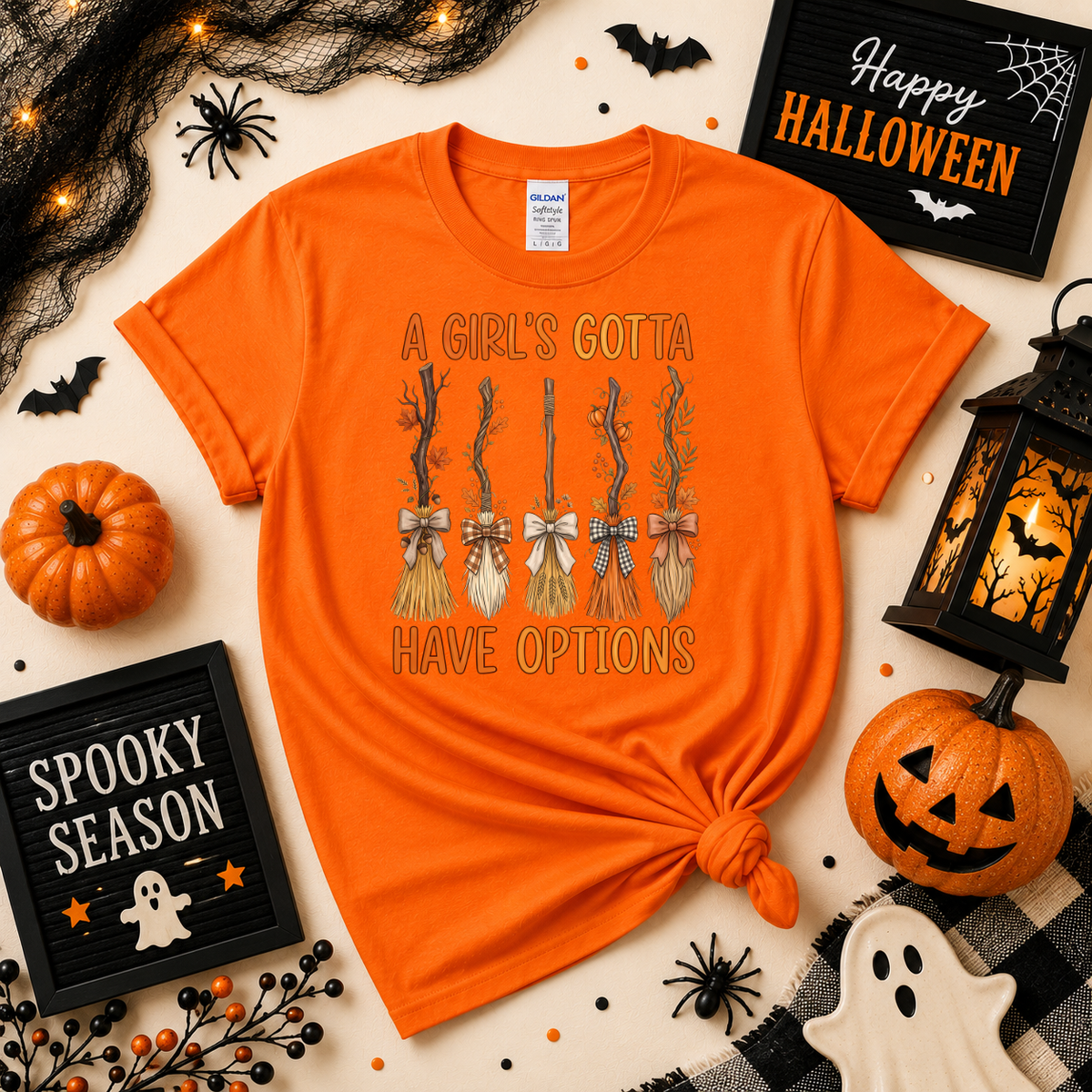 A Girl’s Gotta Have Options Halloween Shirt | Witch Broom T-Shirt or Sweatshirt