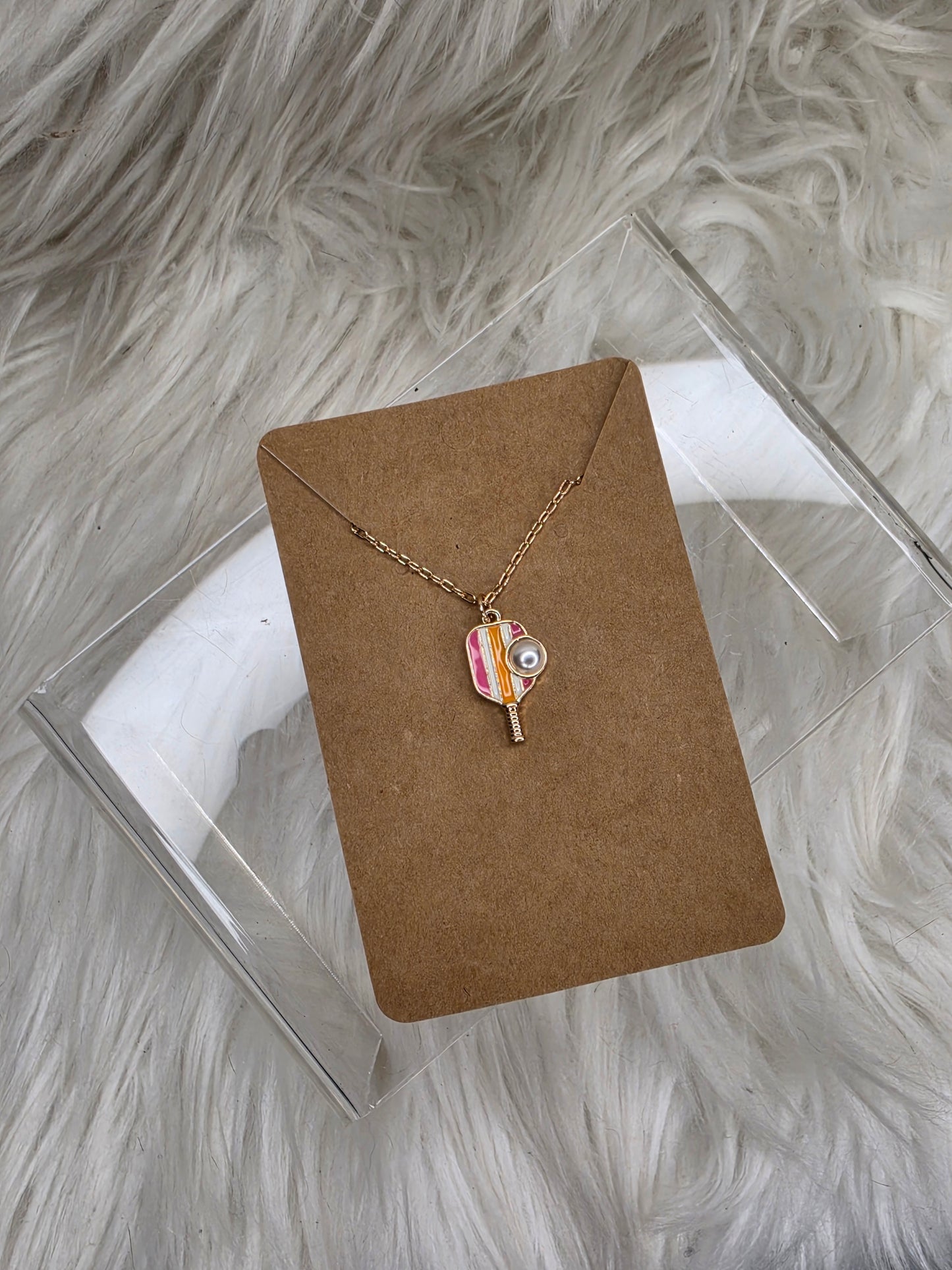 Pickleball Paddle Necklace | Pickleball Jewelry for Women | Gold Pickleball Pendant Necklace
