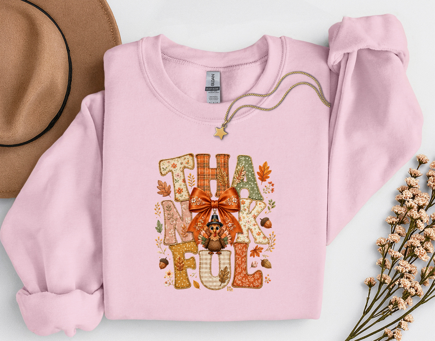 Thankful Turkey Fall Crewneck Sweatshirt | Cute Thanksgiving Shirt | Cozy Autumn Graphic Sweatshirt