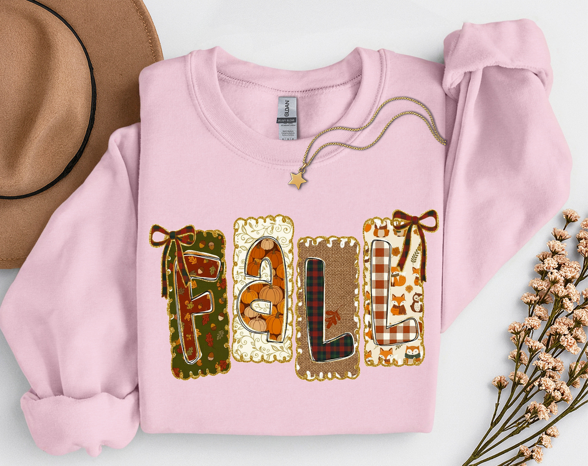 Patchwork Fall Crewneck Sweatshirt | Cozy Autumn Graphic Sweatshirt | Cute Fall Shirt