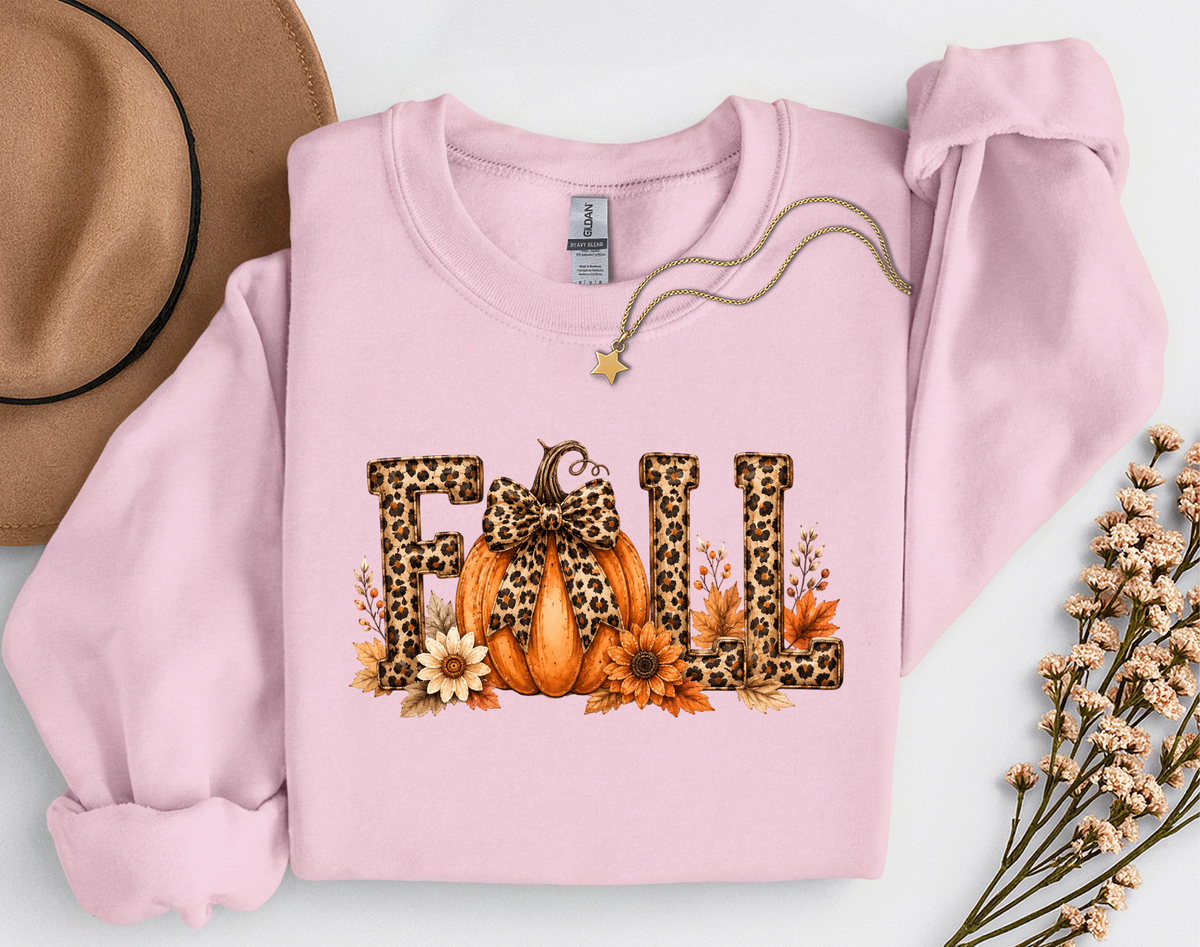 Leopard Fall Pumpkin Crewneck Sweatshirt | Cute Animal Print Autumn Sweatshirt