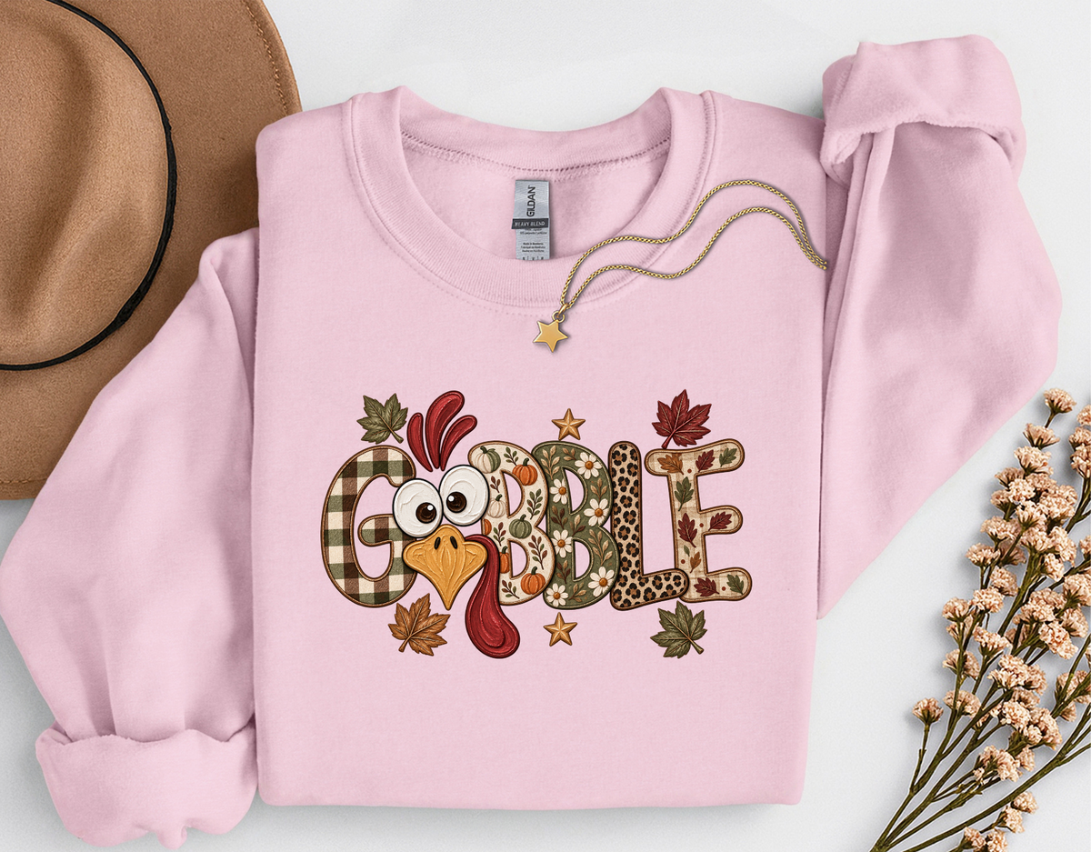 Gobble Turkey Thanksgiving T-Shirt or Sweatshirt | Cute Fall Graphic Apparel