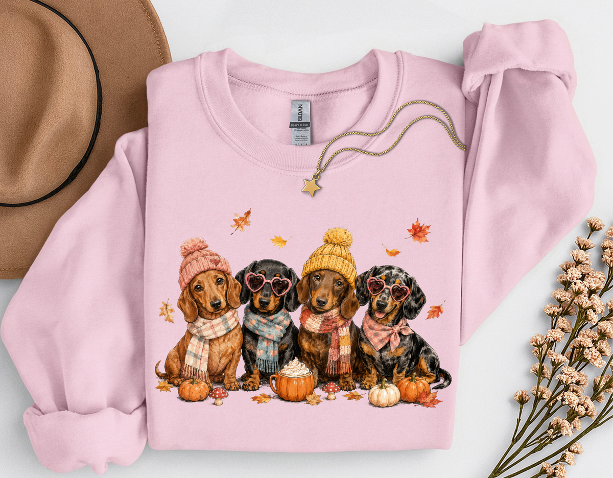 Fall Dachshund Crewneck Sweatshirt | Cute Weenie Dog Autumn Sweatshirt | Dog Lover Fall Shirt