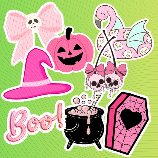 Digital Download Pink Halloween Sticker Pack of 8