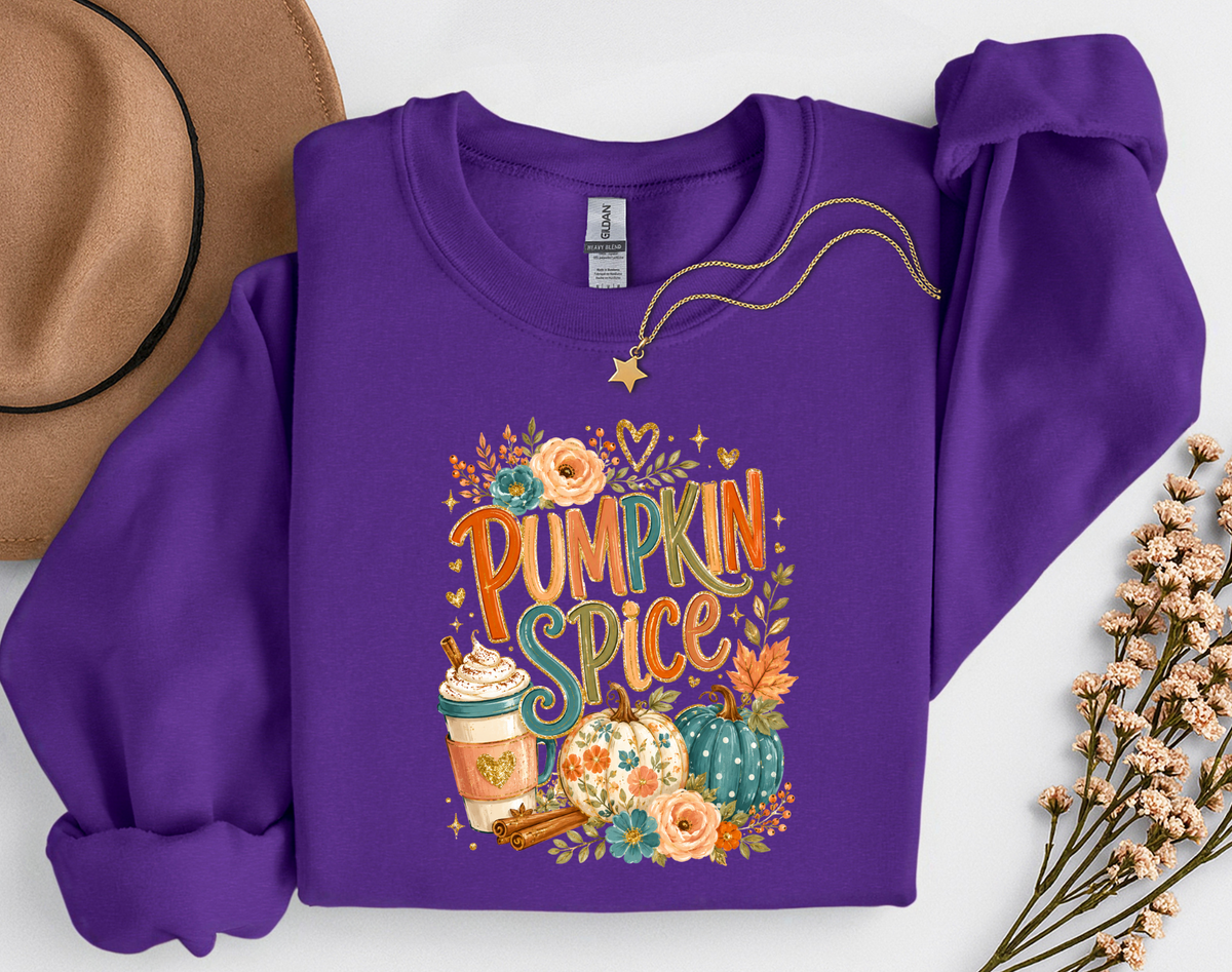 Pumpkin Spice Fall Crewneck Sweatshirt | Cozy Autumn Pumpkin Coffee Shirt