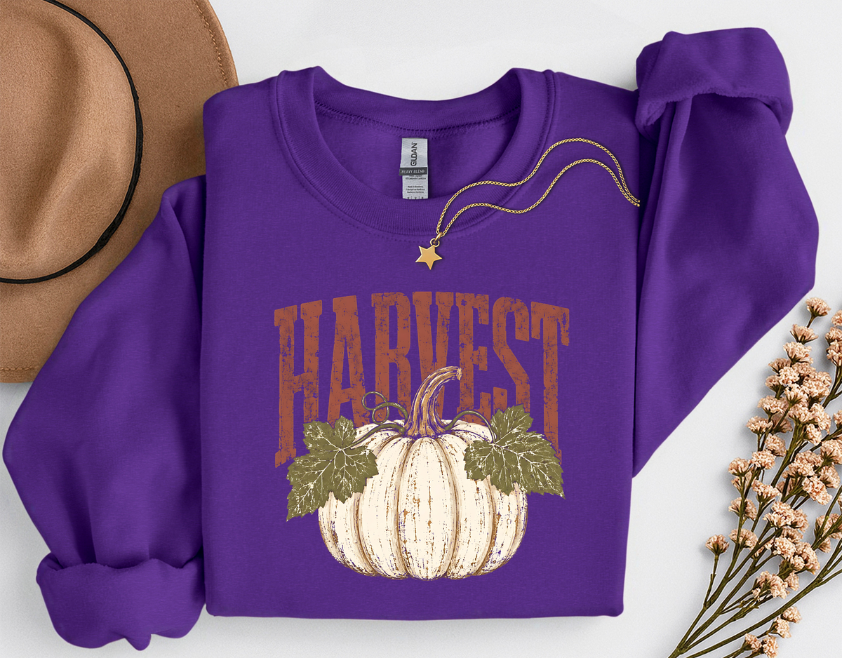 Harvest Pumpkin Crewneck Sweatshirt | Vintage Fall Pumpkin Sweatshirt