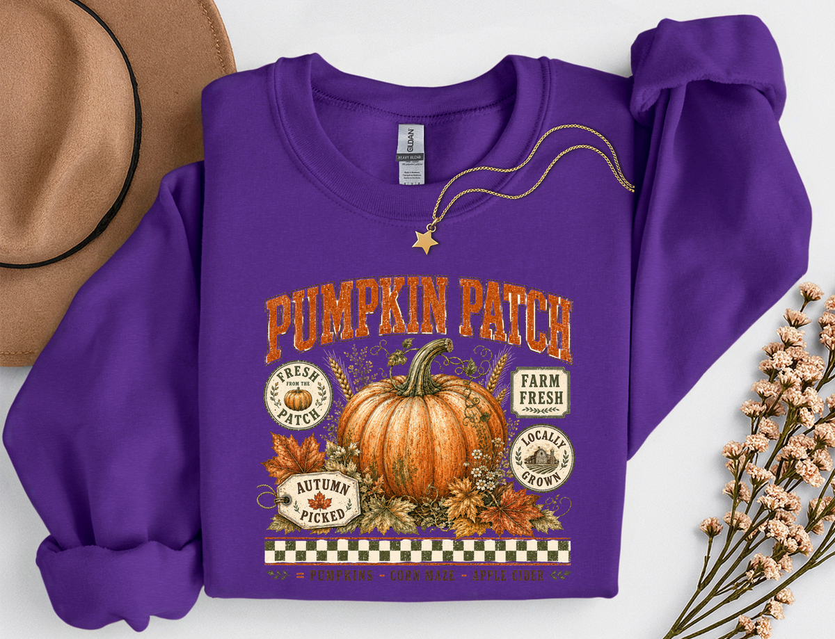 Pumpkin Patch Crewneck Sweatshirt | Vintage Fall Pumpkin Sweatshirt | Cozy Autumn Shirt