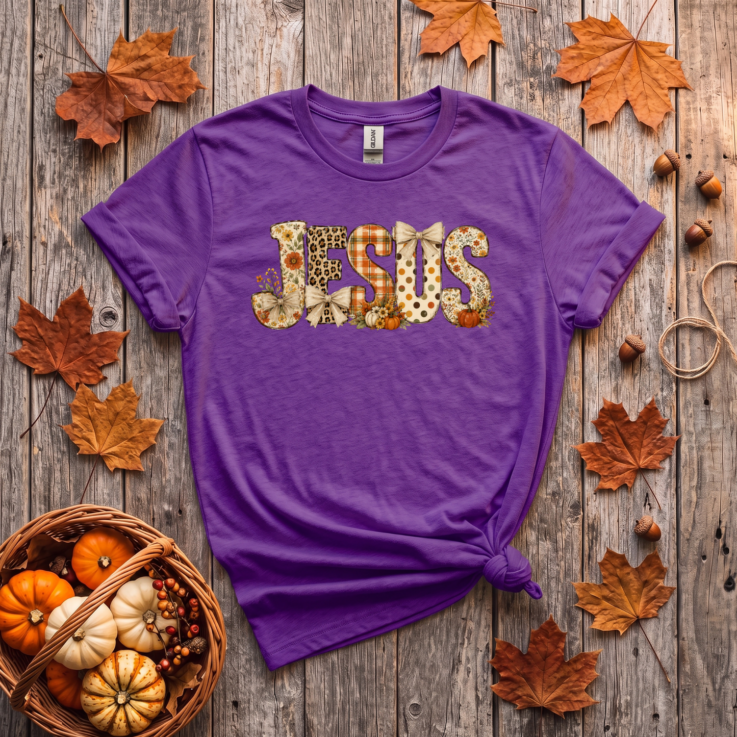 Fall Jesus Shirt | Floral Leopard Pumpkin Christian T-Shirt & Crewneck Sweatshirt