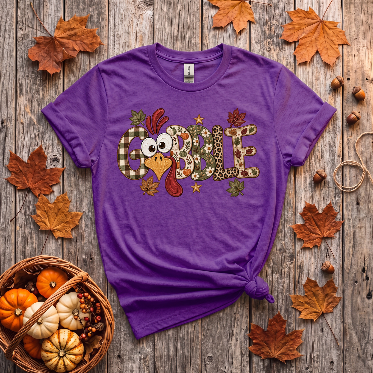 Gobble Turkey Thanksgiving T-Shirt or Sweatshirt | Cute Fall Graphic Apparel