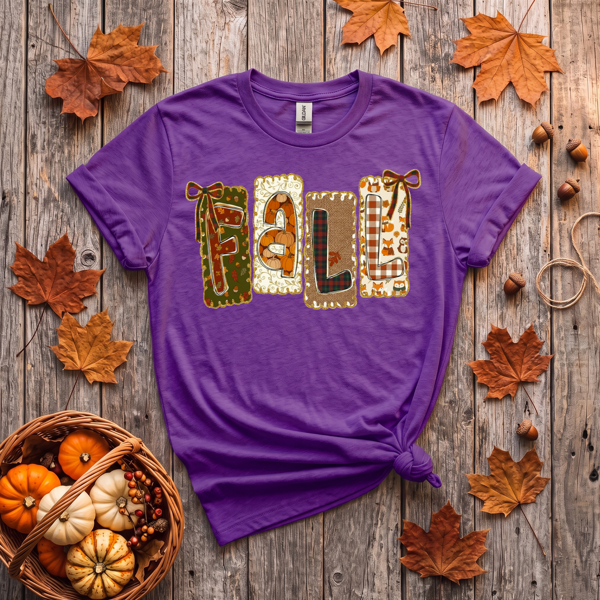 Patchwork Fall Crewneck Sweatshirt | Cozy Autumn Graphic Sweatshirt | Cute Fall Shirt