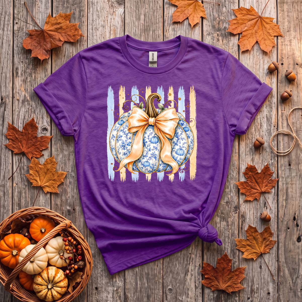Blue Floral Pumpkin Crewneck Sweatshirt | Coquette Fall Pumpkin Sweatshirt