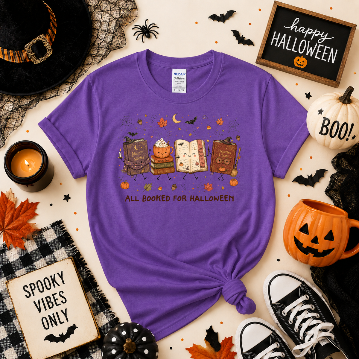 All Booked for Halloween Sweatshirt | Book Lover T-shirt