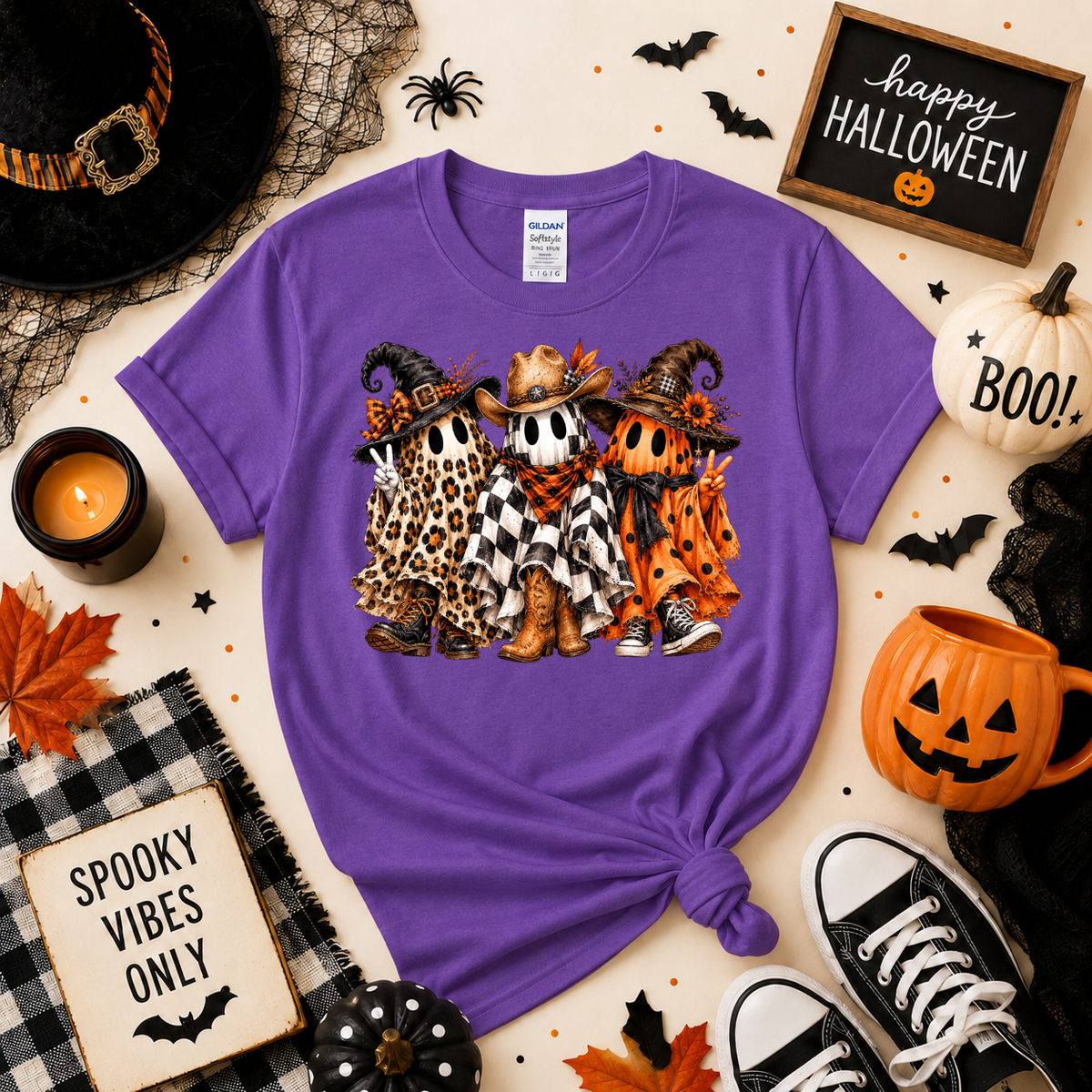 Spooky Ghost Besties Halloween Shirt | Western Ghost T-Shirt or Sweatshirt
