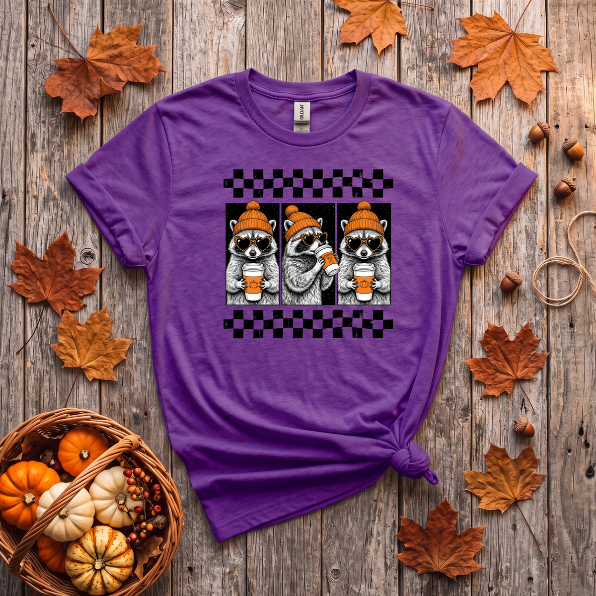 Pumpkin Spice Raccoon Crewneck Sweatshirt | Cute Fall Coffee Sweatshirt | Cozy Autumn Raccoon Shirt
