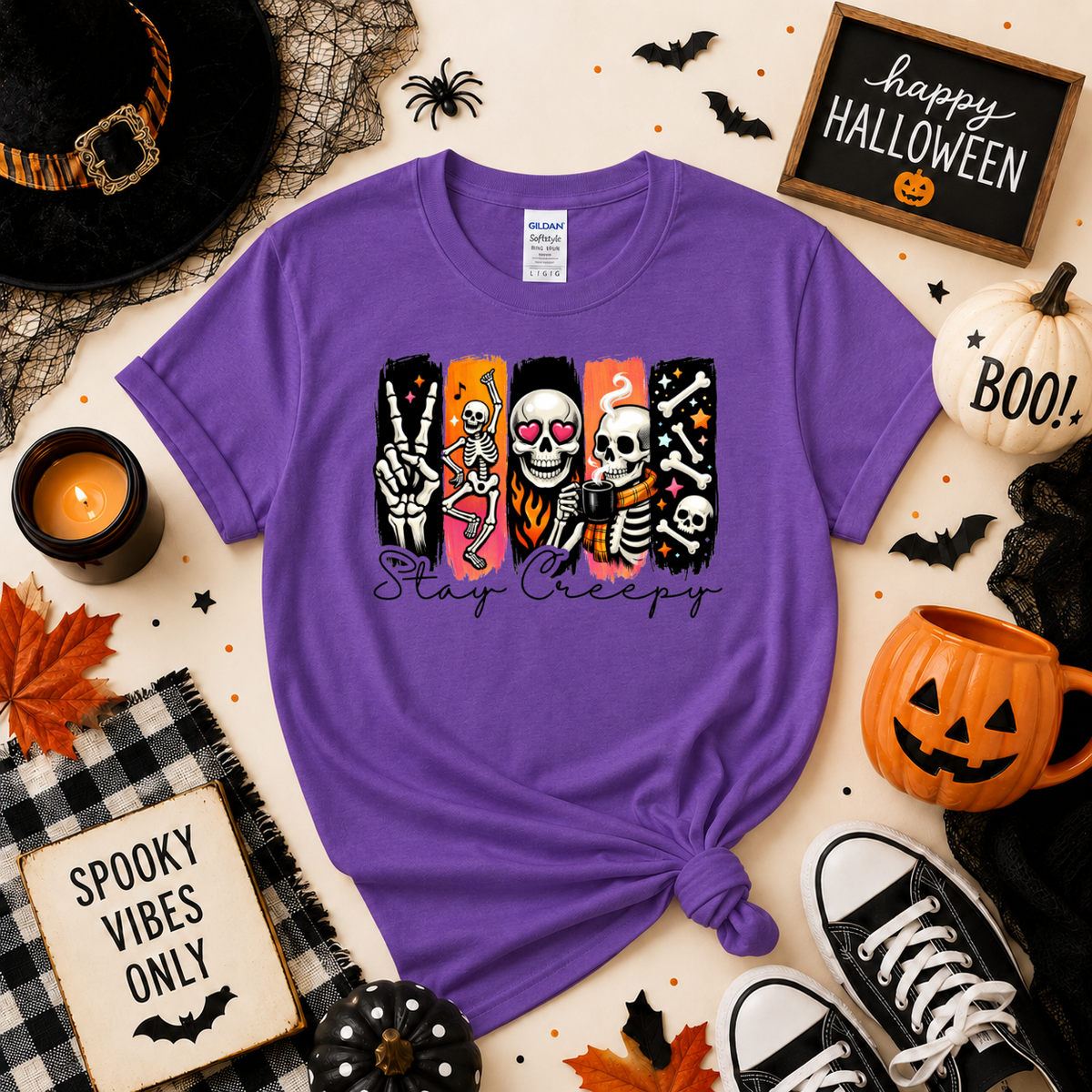 Stay Creepy Skeleton Halloween Shirt | Spooky T-Shirt or Sweatshirt