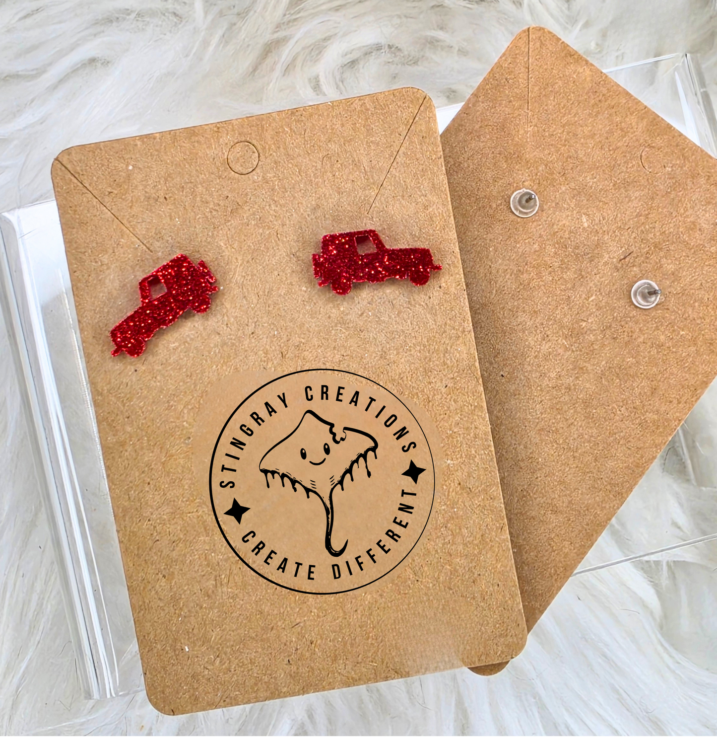 Red Glitter Jeep Stud Earrings | Jeep Lover Earrings | Off Road Jewelry Gift for Women