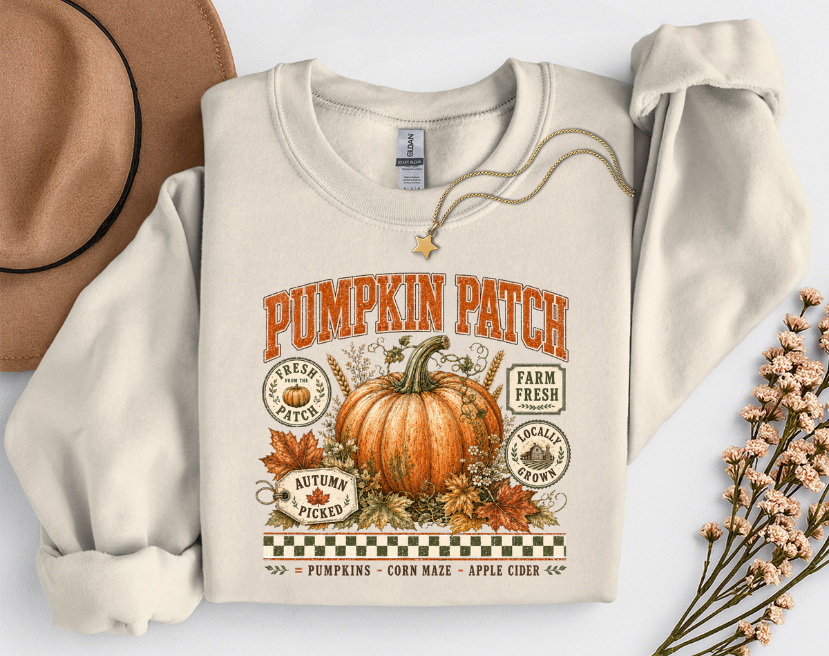 Pumpkin Patch Crewneck Sweatshirt | Vintage Fall Pumpkin Sweatshirt | Cozy Autumn Shirt