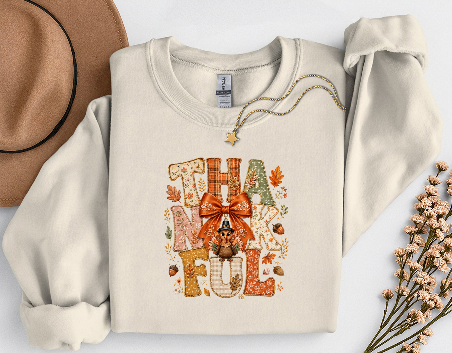 Thankful Turkey Fall Crewneck Sweatshirt | Cute Thanksgiving Shirt | Cozy Autumn Graphic Sweatshirt