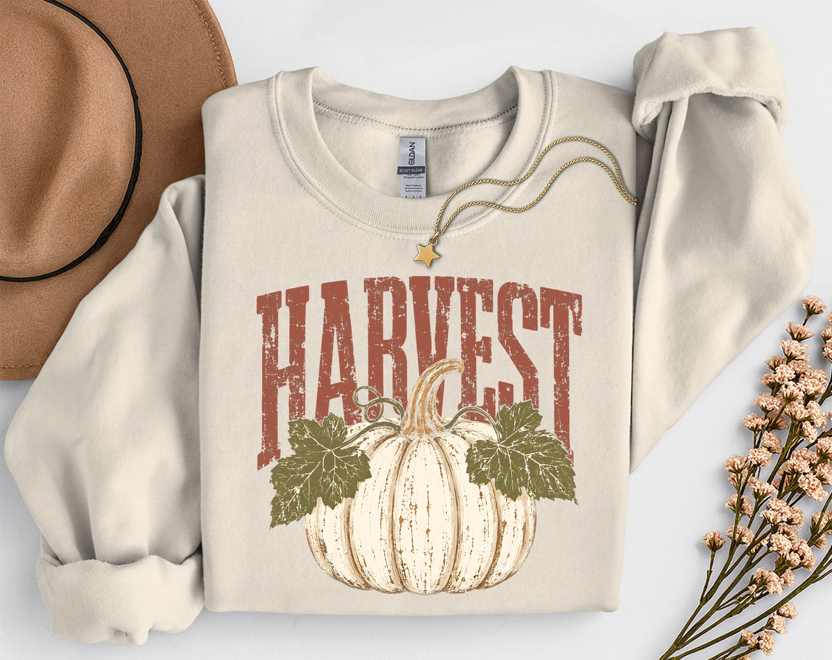 Harvest Pumpkin Crewneck Sweatshirt | Vintage Fall Pumpkin Sweatshirt
