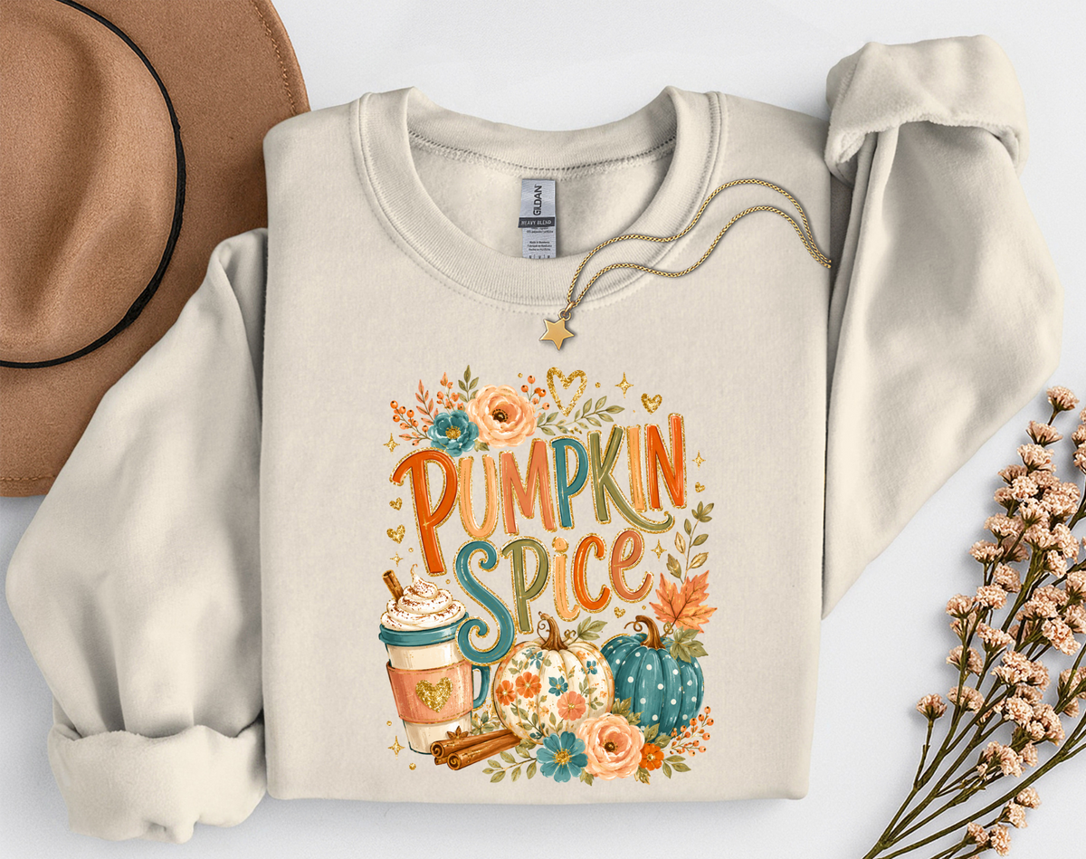 Pumpkin Spice Fall Crewneck Sweatshirt | Cozy Autumn Pumpkin Coffee Shirt
