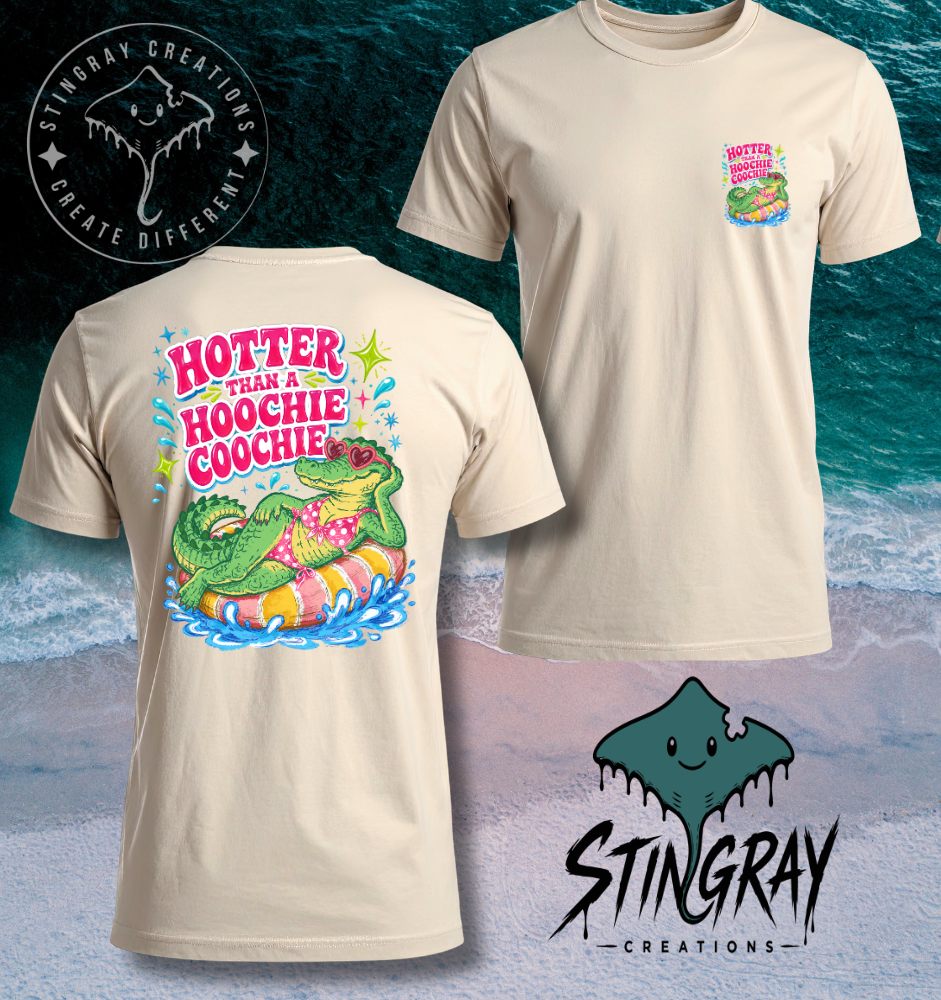 Funny Alligator Summer Shirt | Hotter Than a Hoochie Coochie Tee | Southern Beach Shirt