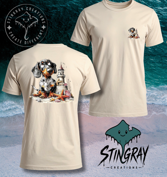 Dachshund Beach Shirt | Coastal Wiener Dog Tee | Lighthouse Dog Graphic T Shirt