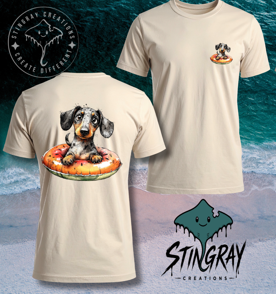 Dachshund Pool Float Shirt | Cute Wiener Dog Summer Tee | Beach Dog Graphic T Shirt