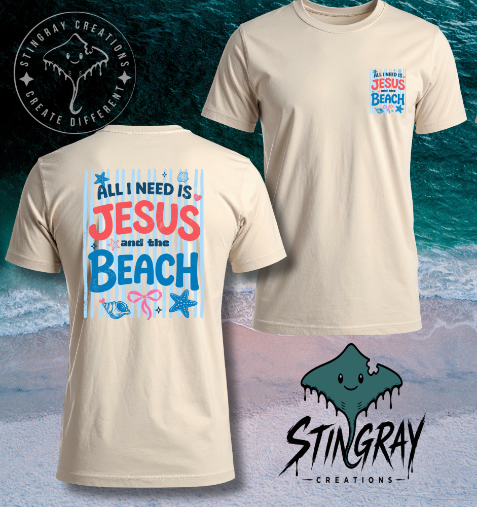 Jesus and the Beach Shirt | Christian Beach Graphic Tee | Faith Summer Shirt
