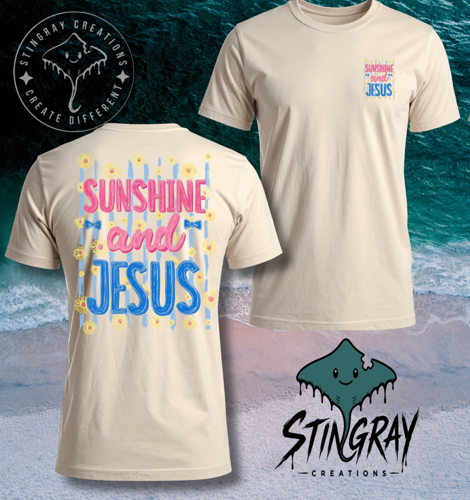 Christian Summer Shirt | Sunshine and Jesus Graphic Tee | Faith Based Boutique T Shirt