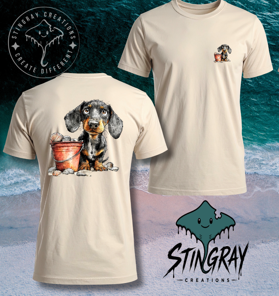 Dachshund Beach Shirt | Cute Wiener Dog Coastal Tee | Summer Dog Graphic T Shirt