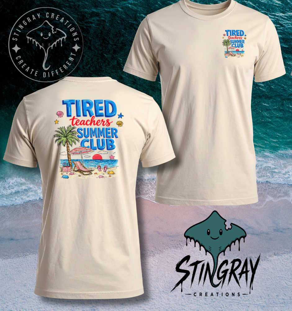 Tired Teachers Summer Club Shirt | Funny Teacher Summer Vacation Tee