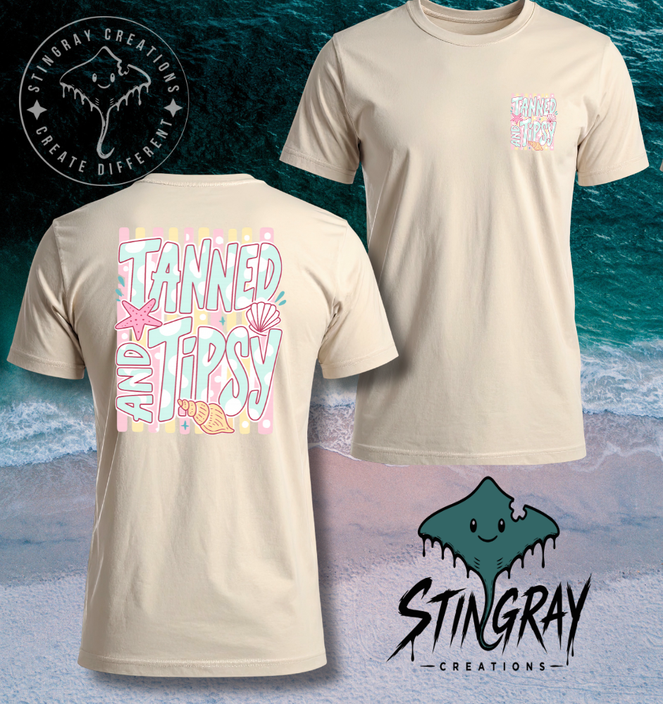 Tanned and Tipsy Beach Shirt | Cute Summer Graphic Tee | Beach Vacation Shirt