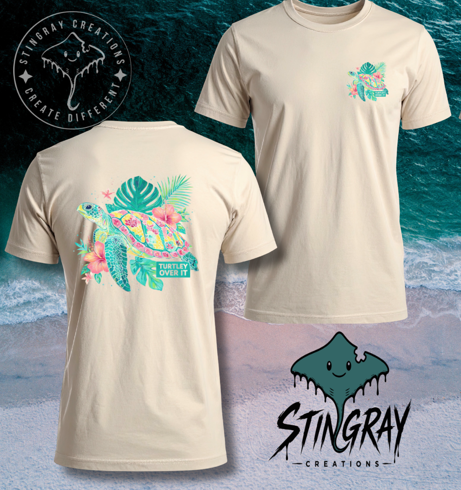 Turtley Over It Shirt | Tropical Sea Turtle Graphic Tee