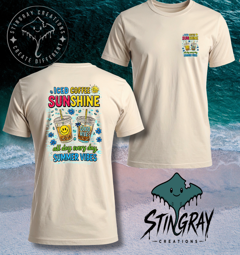 Iced Coffee Summer Shirt | Sunshine Graphic Tee | Cute Coffee Lover Beach Shirt